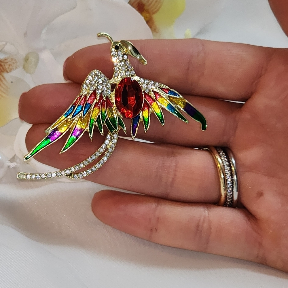 Multicolor Phoenix Brooch - Picture 2 of 5